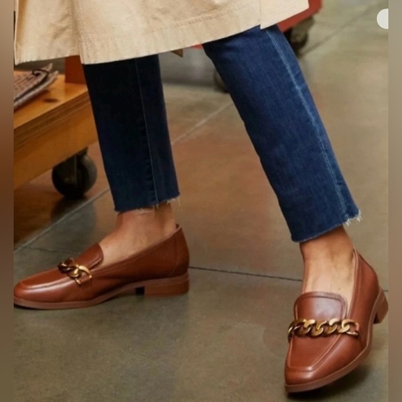 Vionic Shoes - Vionic Mizelle Gold Chain Brown Loafers Shoes Size 8 Minimalist Classic Elegant